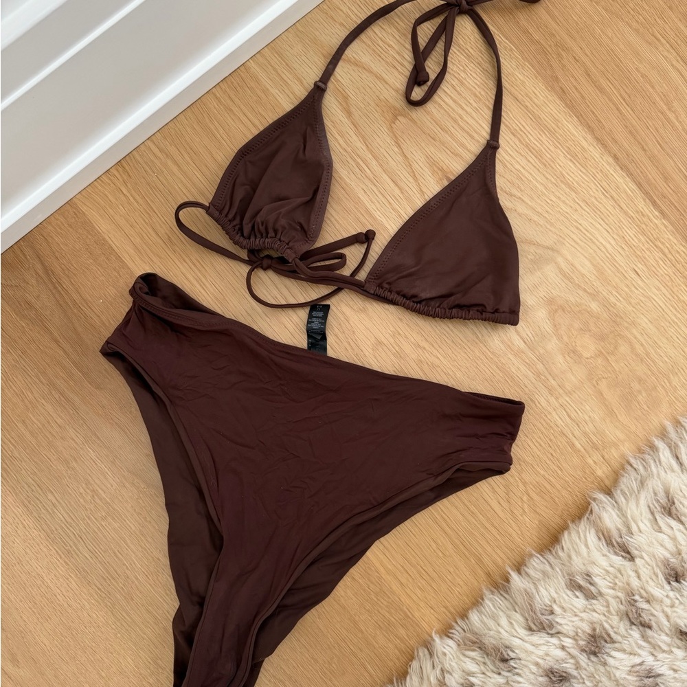 Skims Brown Triangle Bikini Set